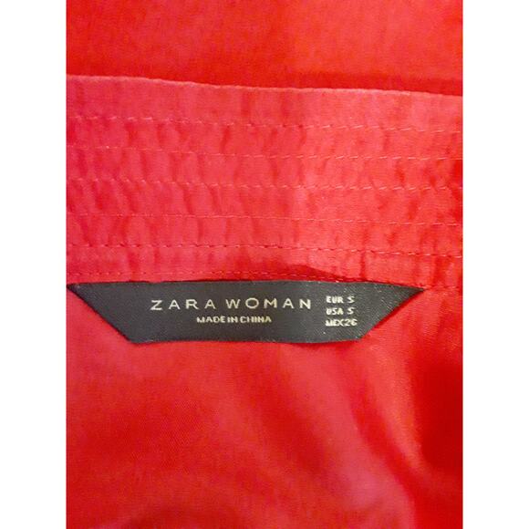 Zara Sz S Skirt Red Silk Crinoline Ruffled Mini Skirt S - Picture 4 of 5